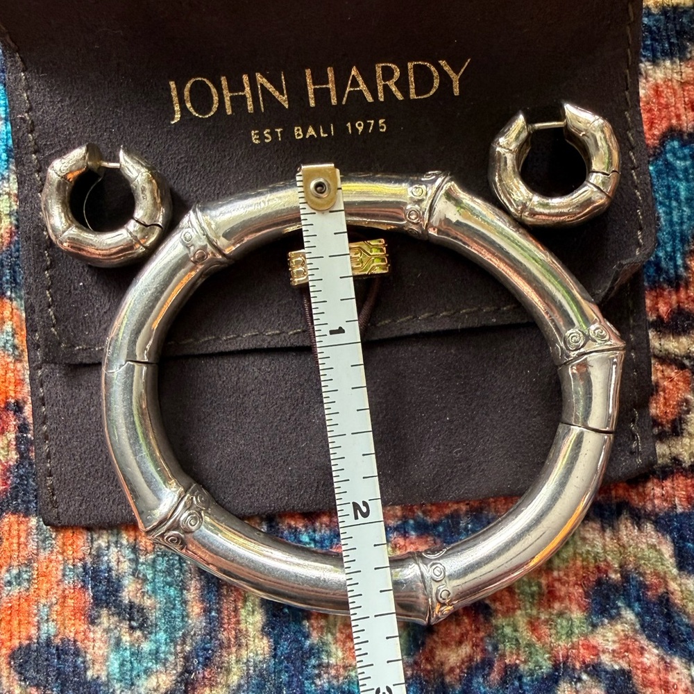 John Hardy 925 Silver Bamboo Bracelet and Earring Set - Picture 5 of 13
